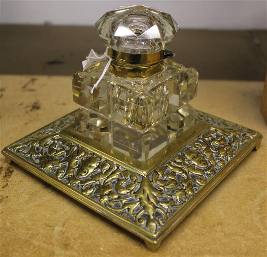 Large brass inkwell